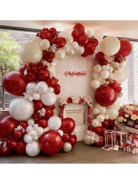 New Red White Balloon Garland Dark Red Double Stuffed Balloons